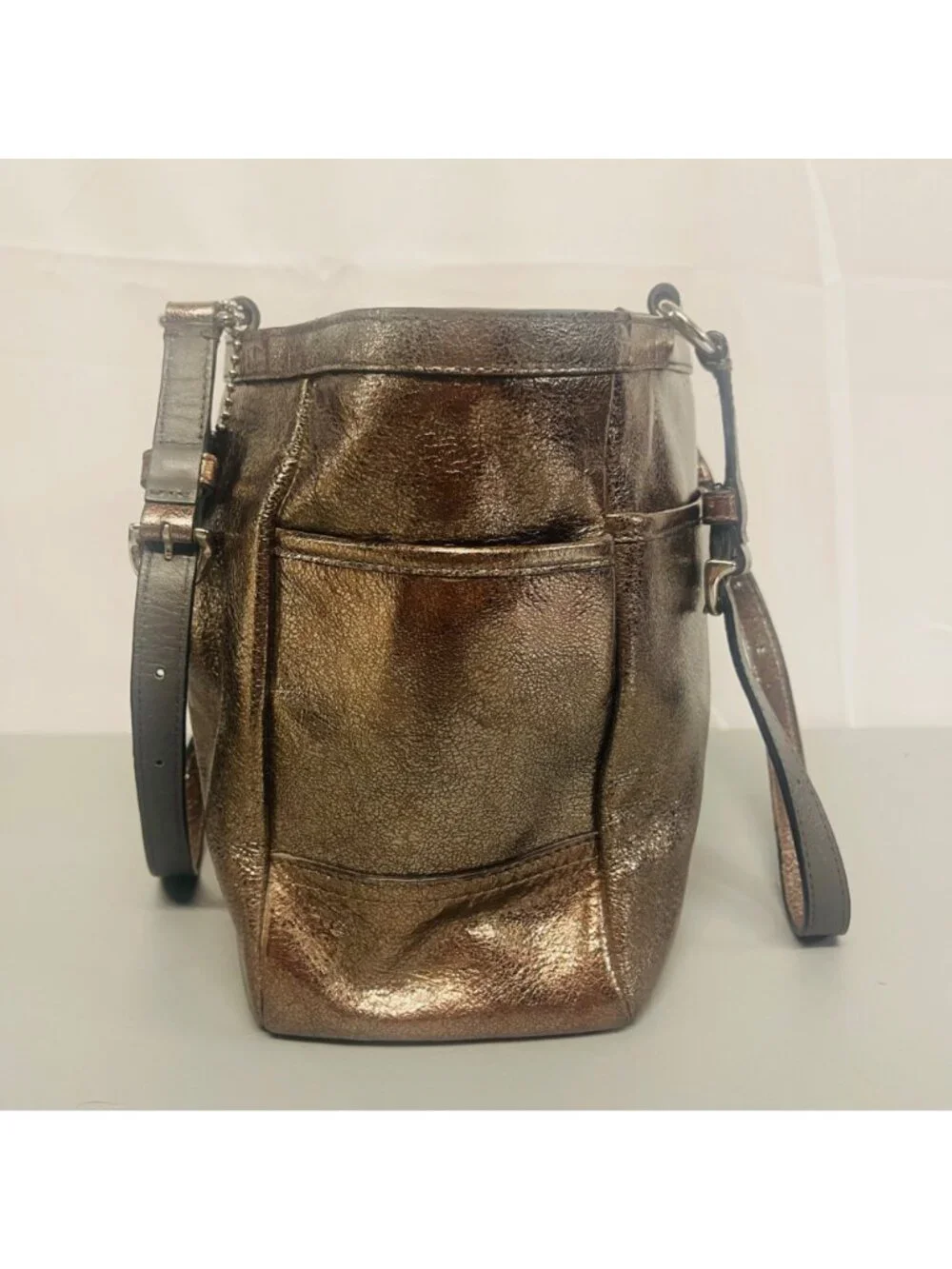Coach Metallic Bronze Leather Tote Bag
